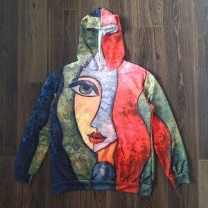 💙 Abstract Hoodie Colorful Medium Thickness Size L